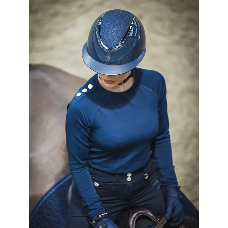 EQX by Charles Owen Kylo Sparkly Wide Peak Riding Hat - Navy Gloss/Pewter-4